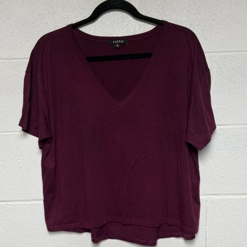 Zobha Deep Burgundy V-Neck Tee